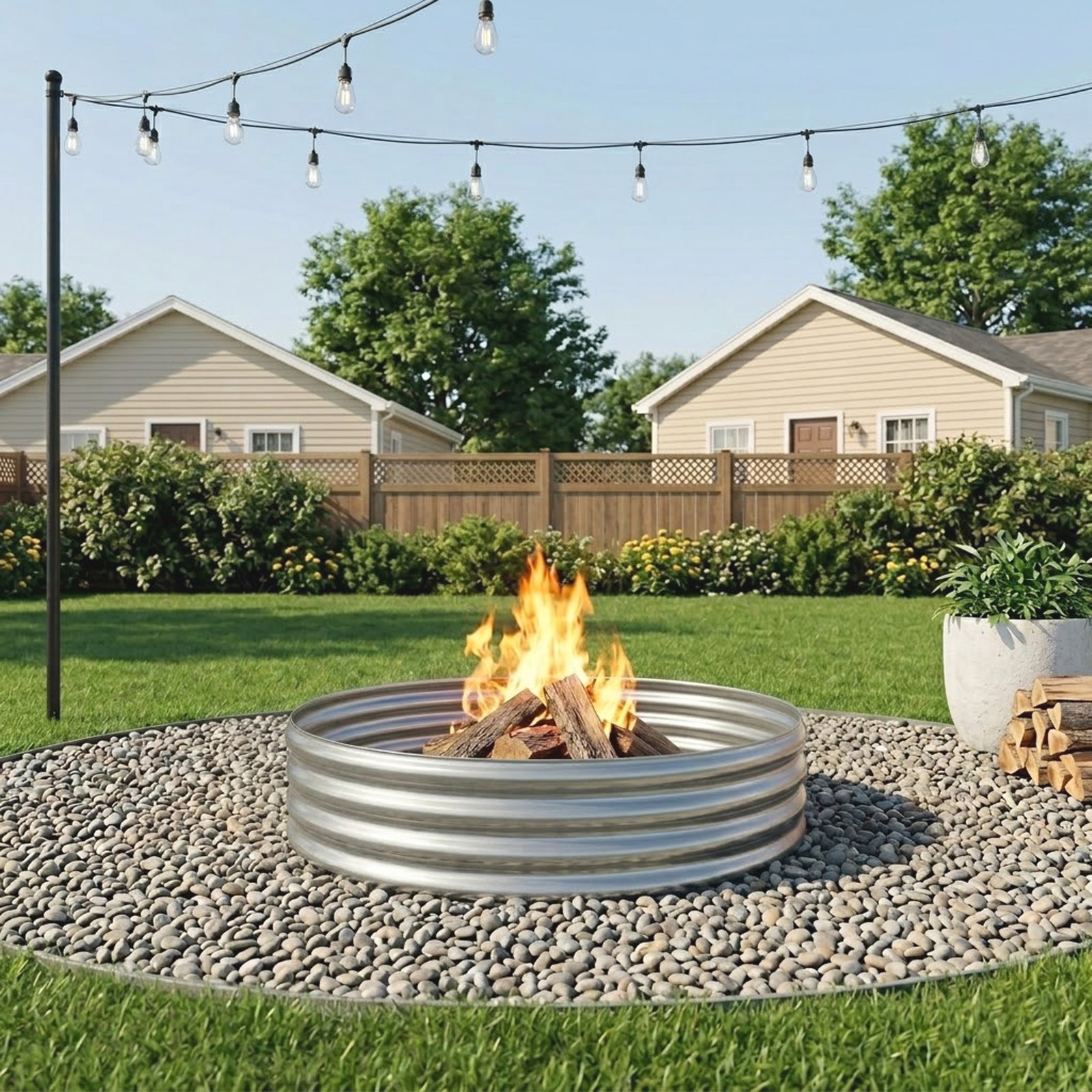 MATSKY MATSKY 48" Round Galvanized Fire Pit Ring